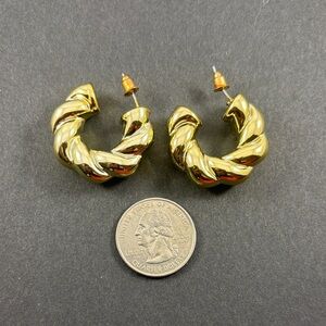 Lustrous Gold Twisted Hoop Earrings